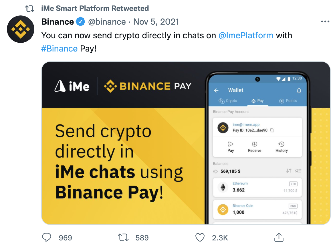 BinancePay 接入 iMe，意味着用户习惯将发生哪些改变？